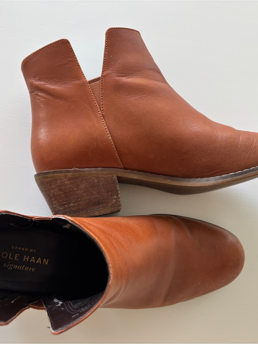 Cole Haan Cognac Leather Ankle Booties